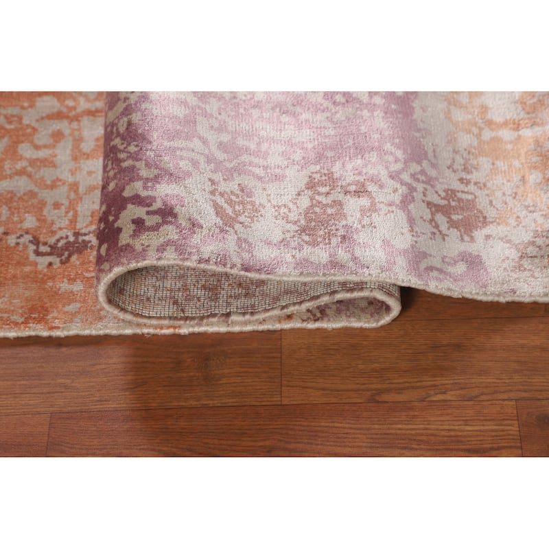 Contemporary Abstract Indian Area Rug Hand-Knotted Wool Carpet - 4'7"x 6'4"
