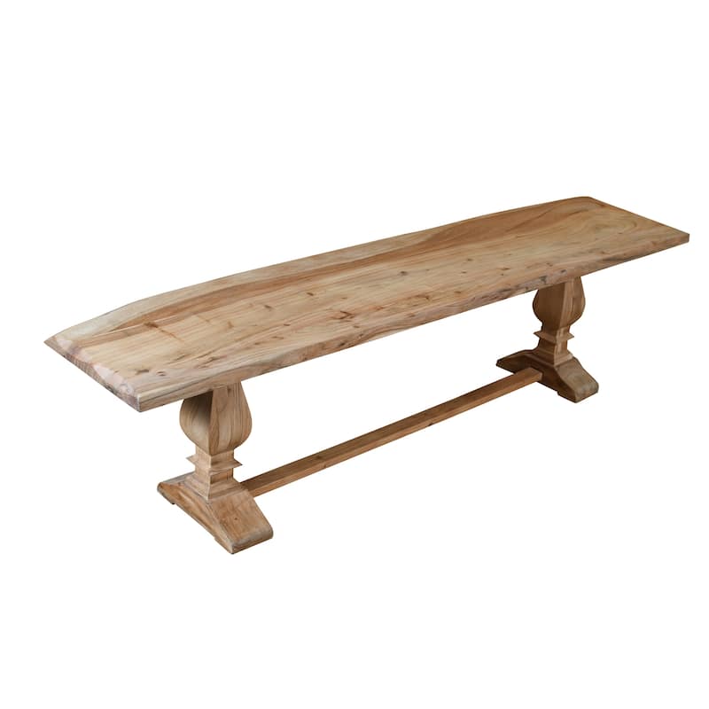 Hartford Farmhouse Hard Wood Live Edge Dining Bench by Sevita, 72" L x 16" W x 18" H - 72" L x 16" D x 18" H