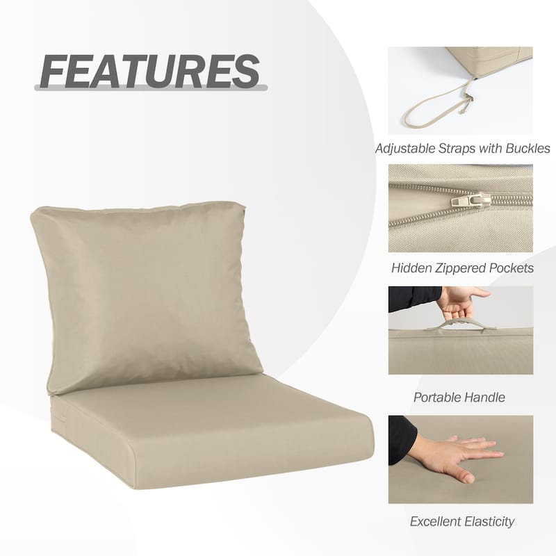 AOODOR Outdoor Chair Cushions Set of 2, Outdoor Deep Seat Cushions