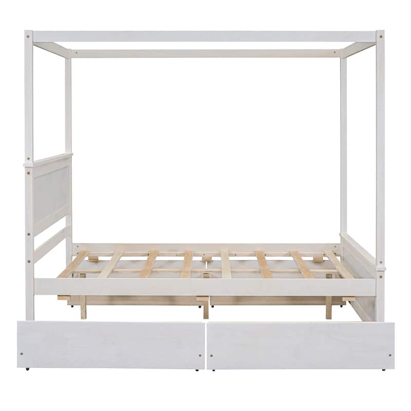 Full Canopy Platform Bed with Storage Drawers