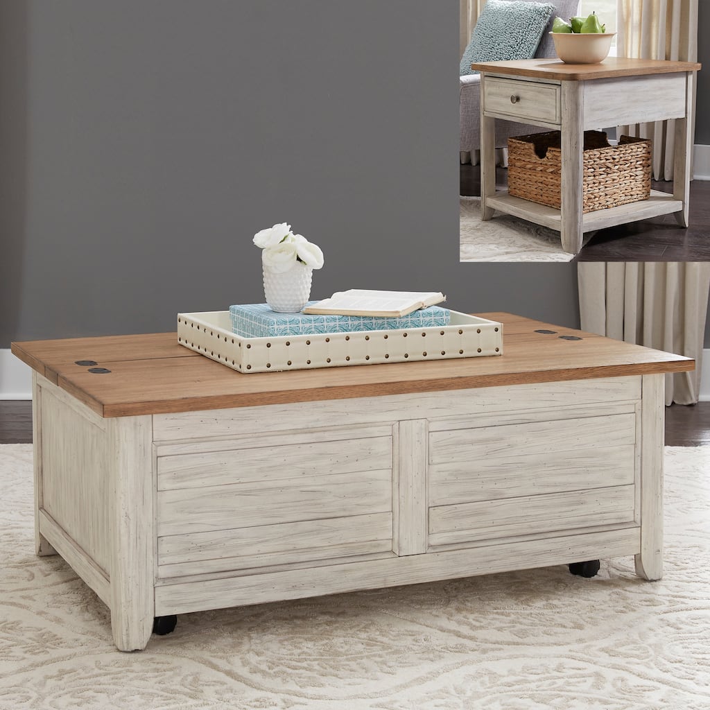 Farmhouse Reimagined Antique White with Chestnut Opt 3 Piece Set