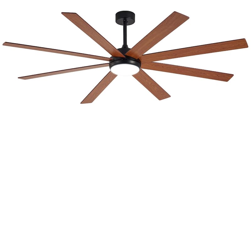 Large Ceiling Fan with Light - 8-Blade, Remote App Control, Dimmable 3CCT, Quiet DC Motor​, 66/72 Inches - 66-inch - Wood&Walnut