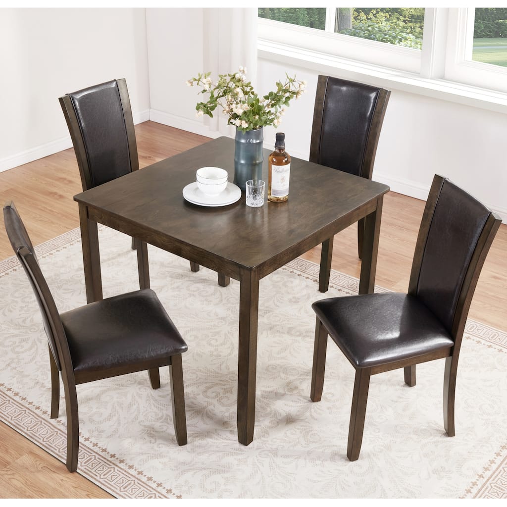 5-Piece Dining Table Set with 4 Chairs, Dining Table Set for 4 with Chairs, Wooden Dining Table Set for Kitchen