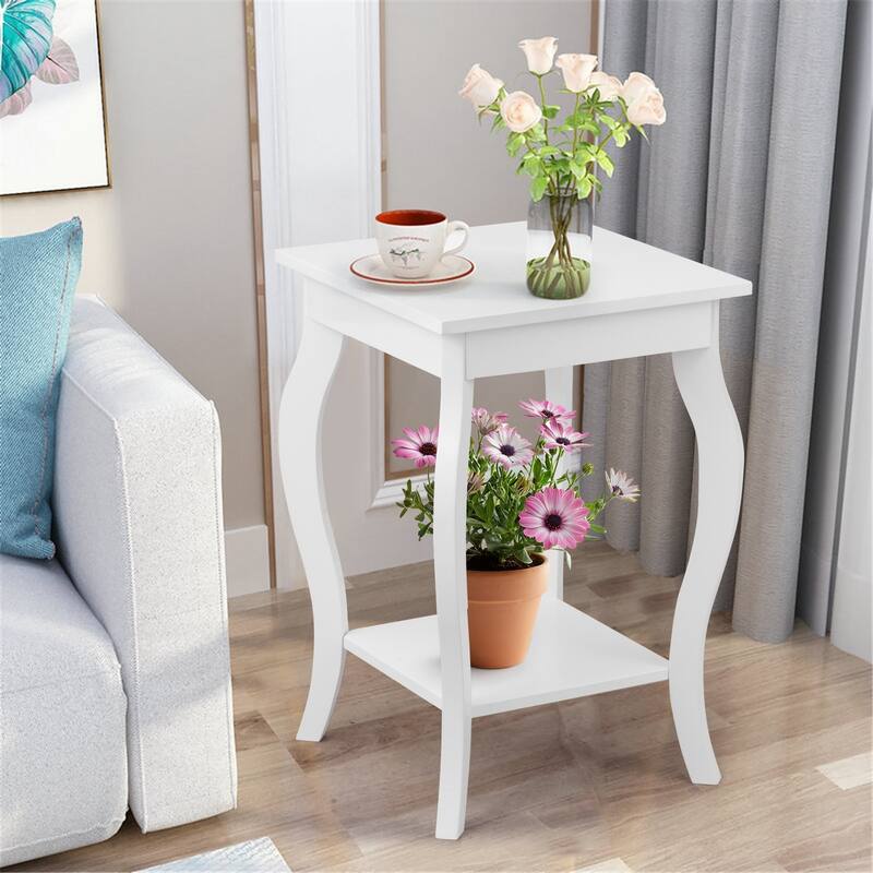 Set of 2 Side Table End Table with Display Shelf for Living Room and Bedroom - 16" x 16" x 24"