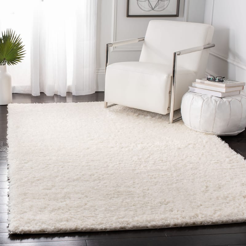 SAFAVIEH Madrid Shag Soledad Solid 2-inch Thick Rug - 10' Square - Ivory
