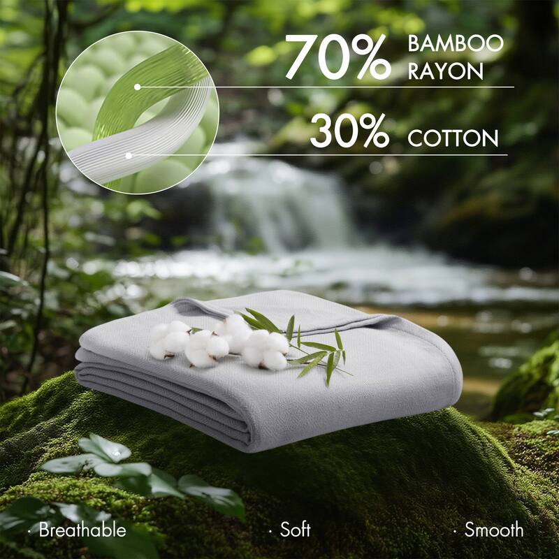Chelsea Square Rayon from Bamboo Cooling Cotton Lightweight Blanket for Summer Spring