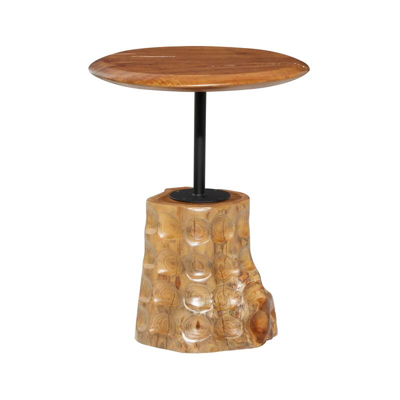 Brown Teak wood Contemporary Accent Table 23 x 18 x 18 - 18 x 18 x 23Round