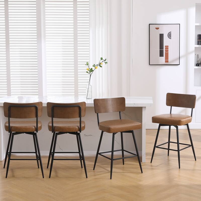 26"/ 29" Faux Leather Swivel Counter/ Bar Stools Set of 2/3
