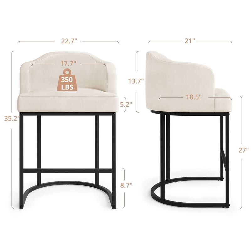 26.in Modern Set of 3 Barstool Fabric/Leather Upholstered Counter Height Stool with Metal Frame for Kitchen Island