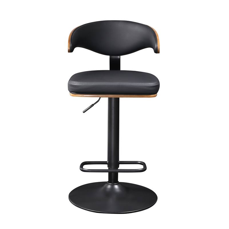 Art Leon Faux Leather Swivel Adjustable Bar Stool with Wood Accents