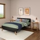 preview thumbnail 28 of 32, Mid-Century Modern Queen-Size Panel Bed Pecan/Black