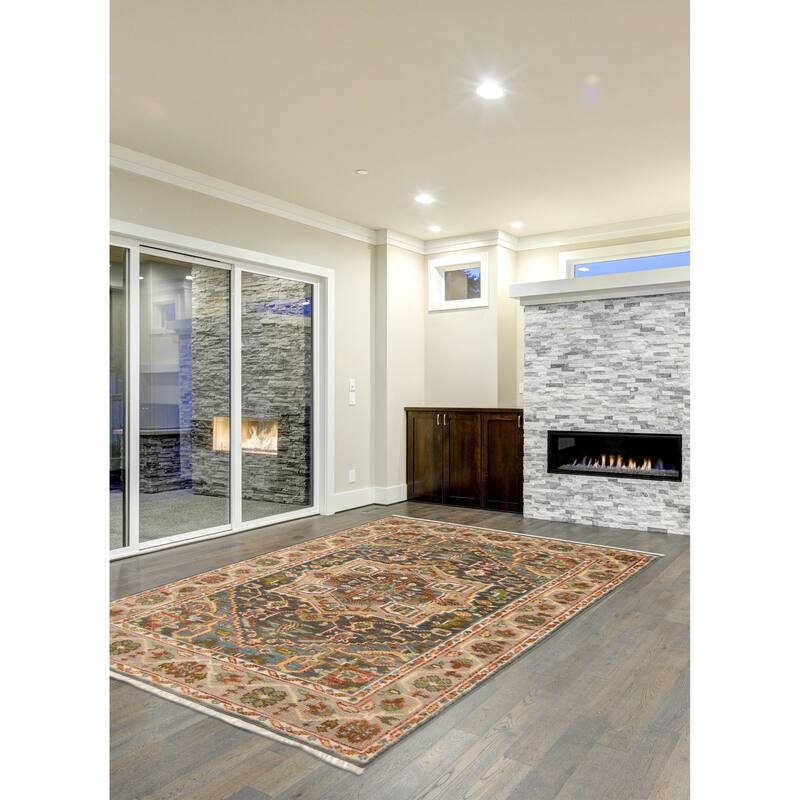 ECARPETGALLERY Hand-knotted Jules Serapi Dark Grey Wool Rug - 5'2 x 7'10