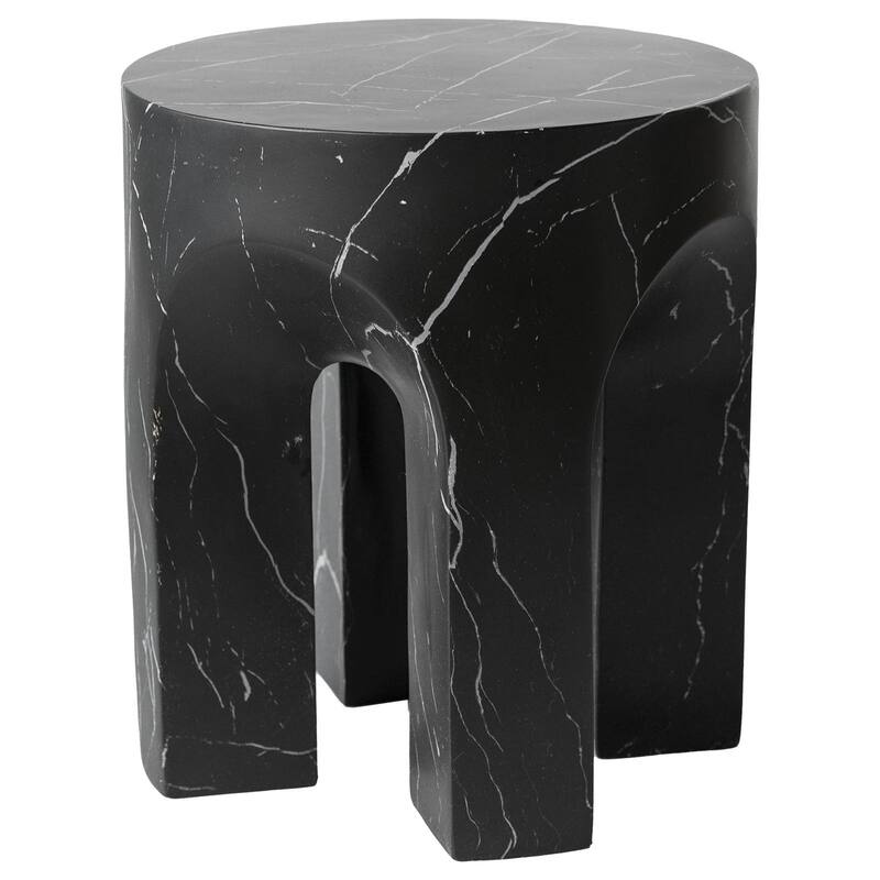 Round Side Table End Table in Fiberstone with Arch Design Base for Indoor and Outdoor