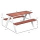 preview thumbnail 5 of 5, 35 in. Brown Rectangle Wood Kids Picnic Table Seats 4 People，Kids Patio Furniture Outdoor Toys，Aged 3-8 Years Old - N/A