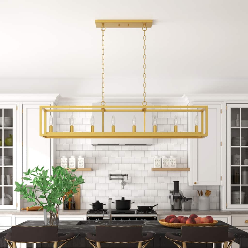Modern Farmhouse 8-light Rectangle Linear Chandelier for Dining Room - 48 inches