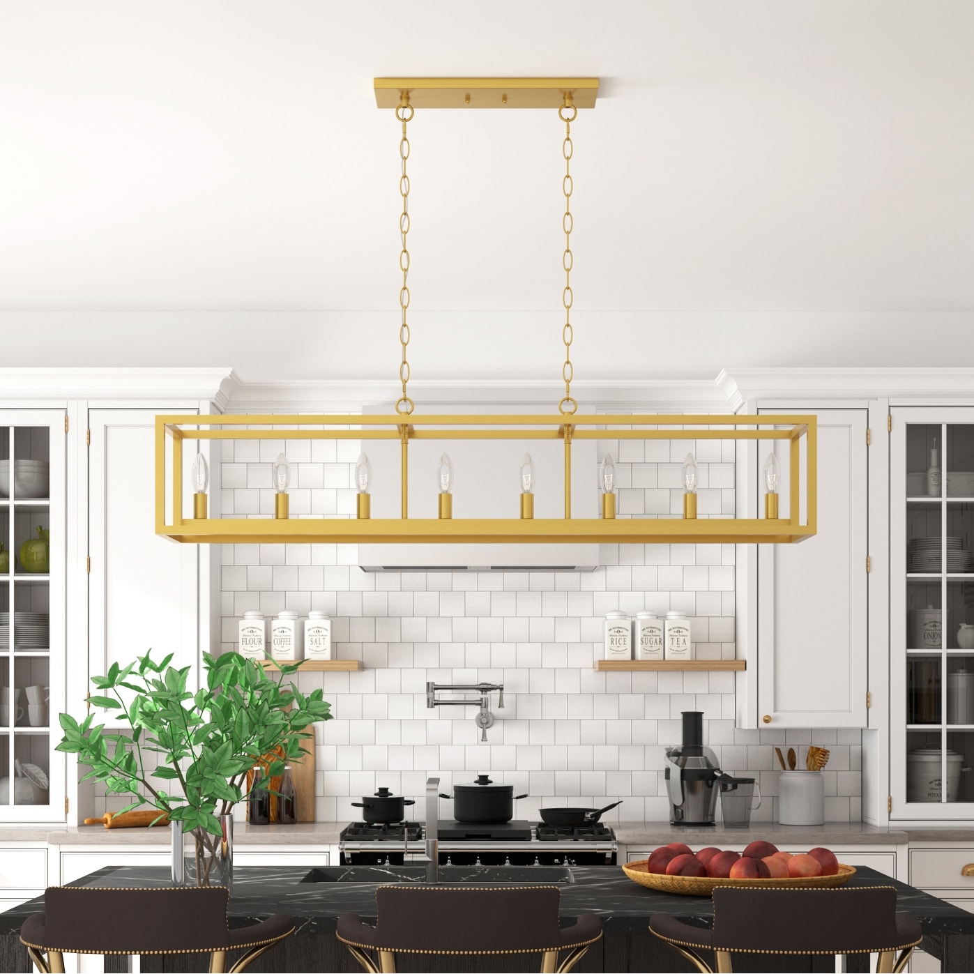 Acroma Modern Farmhouse 8-light Rectangle Linear Chandelier for Dining Room - 48 inches