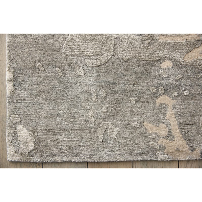Nourison Silk Shadows Modern Abstract Beige Sheen Area Rug