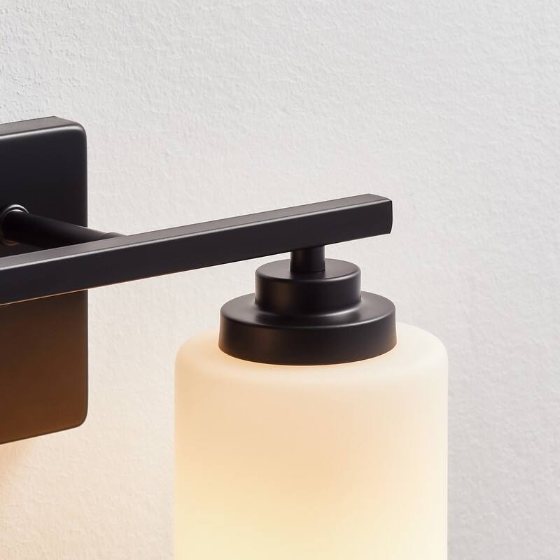 KAWOTI 2-Light Dimmable Bathroom Vanity Light with Frosted White Glass