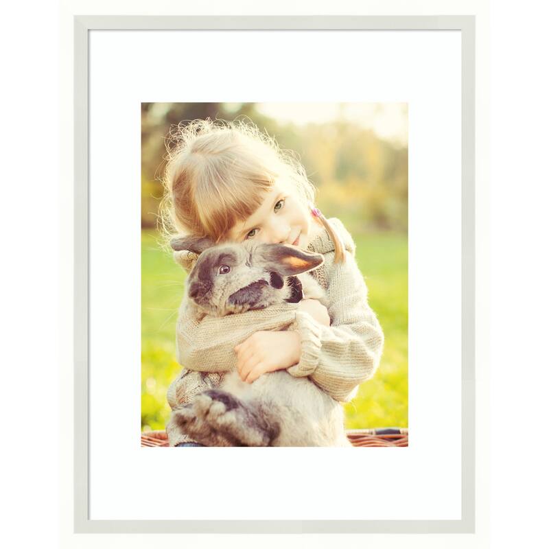 Lucie Black Framed Picture Frame, Photo Frame - 11x14 Matted White 8x10 - Lucie White