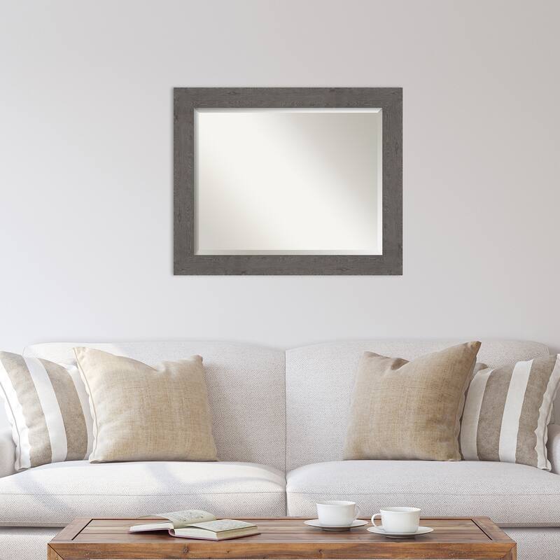 Beveled Wall Mirror - Rustic Plank Espresso Frame