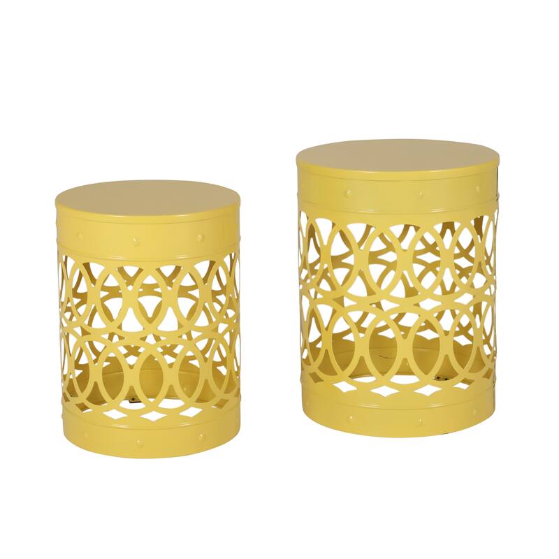 Outdoor Delight Powder-coated Iron End table, Set of 2, Black