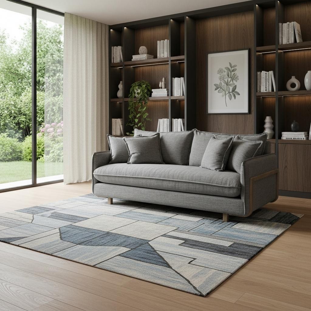 HomeRoots 84" Gray Fabric Sofa With Brown Legs