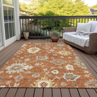 Machine Washable Indoor/ Outdoor Chantille Kashan Traditonal Rug