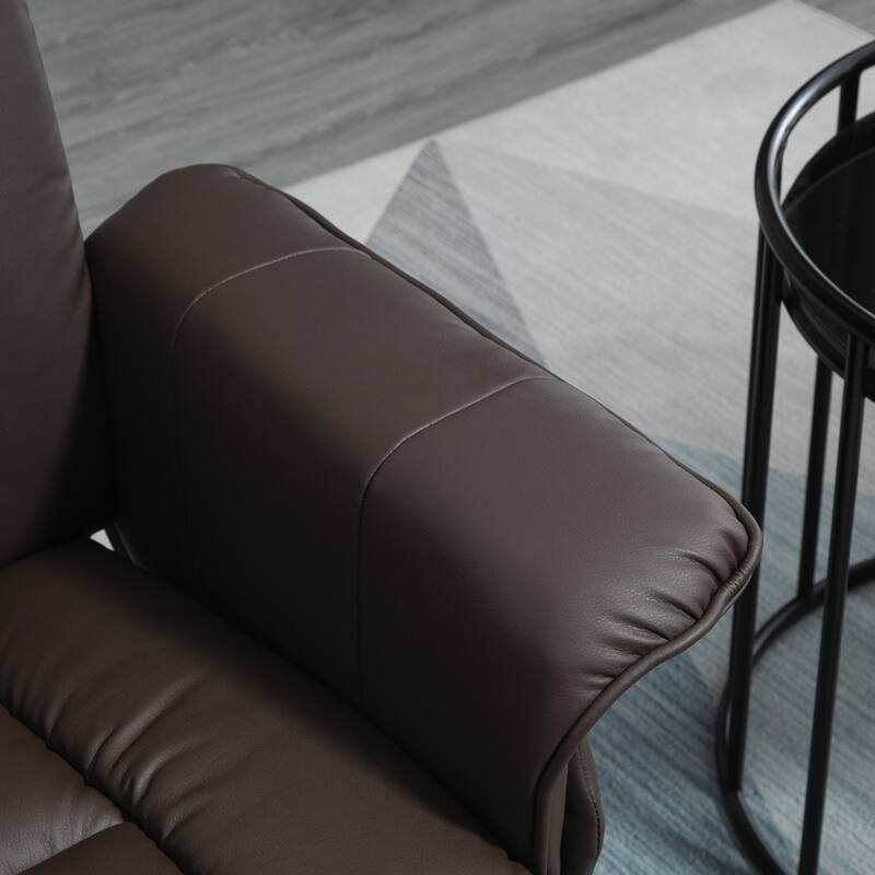 HOMCOM Recliner and Ottoman with Wrapped Base, Swivel PU Leather Reclining Chair with Footrest for Living Room