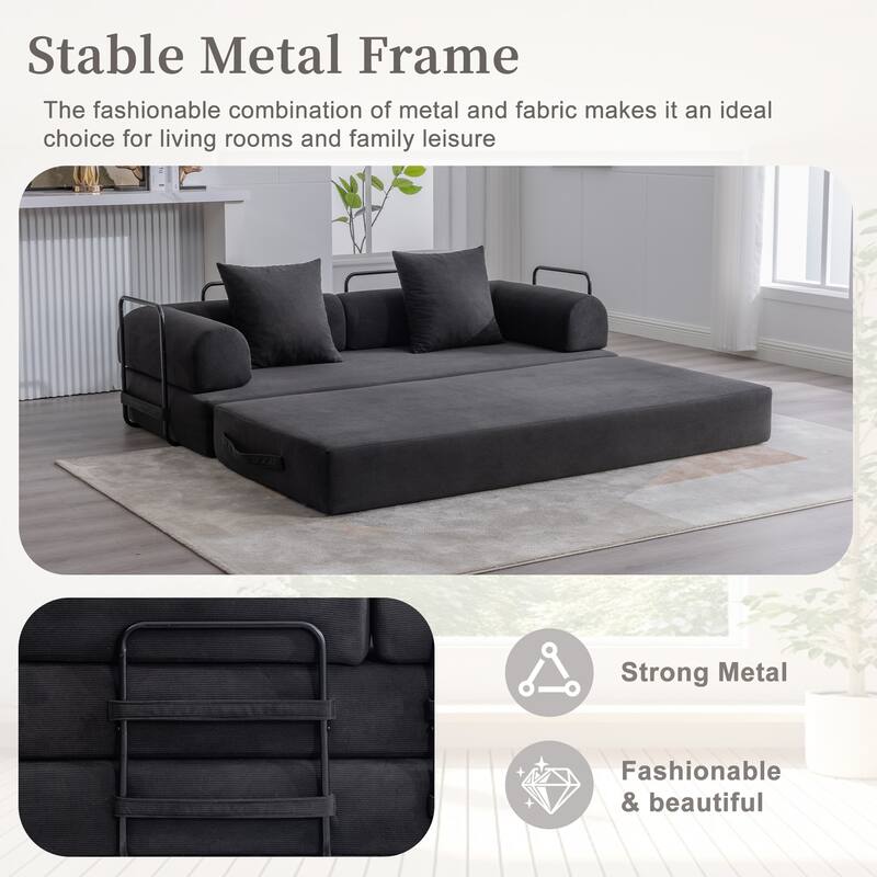 Foldable and compressible sofa, featuring a sturdy metal frame, It allows you to freely create a personalized leisure area