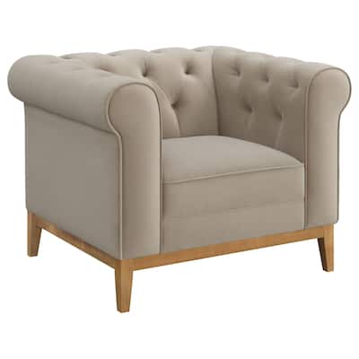 Sandrine Tufted Tuxedo Arms Upholstered Chair Camel