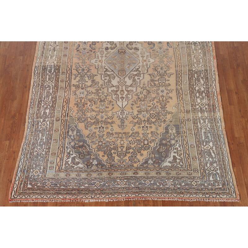 Traditional Hamedan Persian Vintage Rug Hand-Knotted Wool Carpet - 6'7"x 10'0"