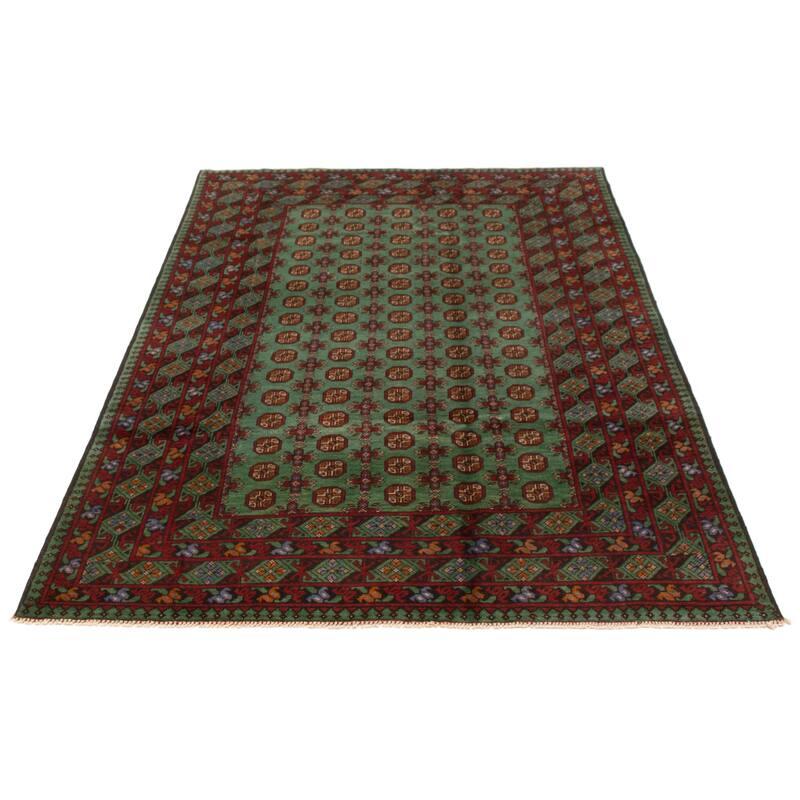 ECARPETGALLERY Hand-knotted Uzbek Kargahi Teal Wool Rug - 6'6 x 9'6