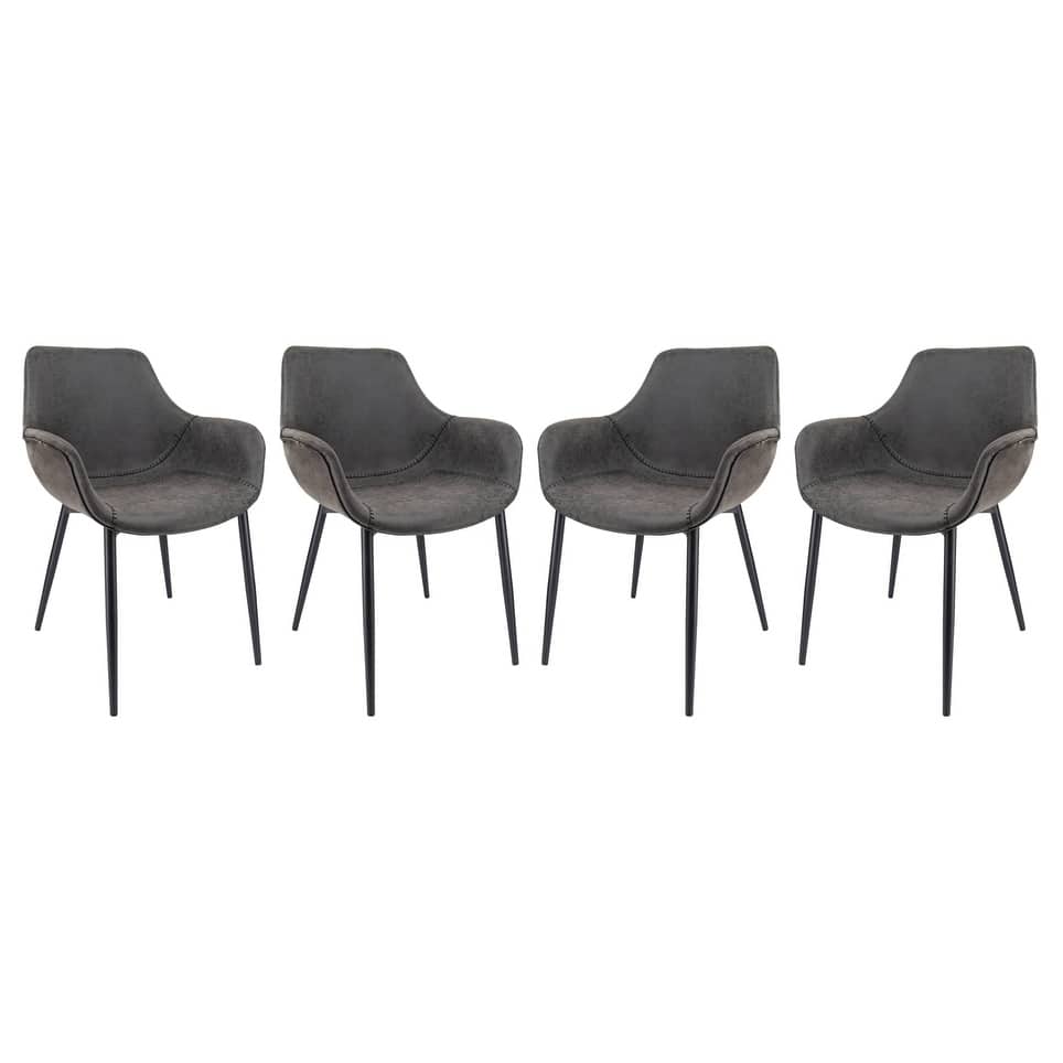 Markley Leather Upholstered Dining Side Chairs with Iron Legs Modern Accent Armchair for Home Kitchen Set of 4