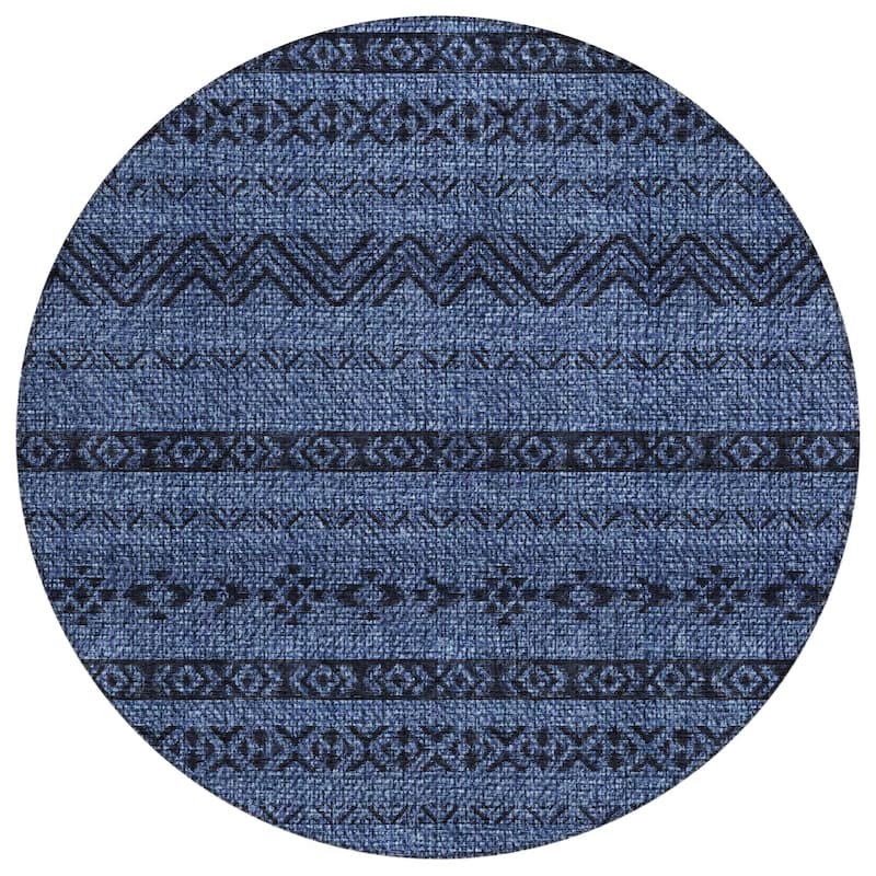 Machine Washable Indoor/ Outdoor Chantille Stripes Boho Rug