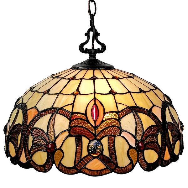 Shop Tiffany Style Hanging Lamp Yellow Ivory Red 16 Wide Am356hl16 Amora Lighting Brown Overstock 30643452