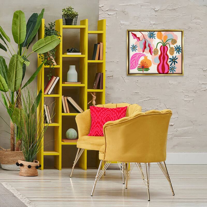 Stupell Eclectic Mod Flower Vases Framed Floater Canvas Wall Art Design By Suzanne Allard
