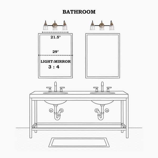 dimension image slide 2 of 3, Kesa Modern 2/3-Light Black Gold Bathroom Vanity Lights Seeded Glass Bell Wall Sconces