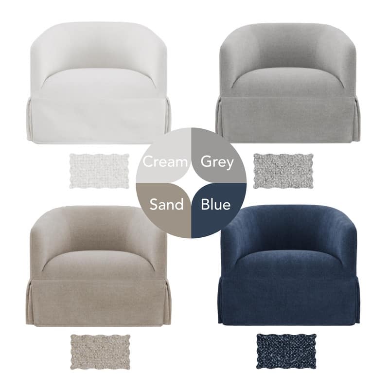 Luke Faux Slipcovered Swivel Accent Chairs for Living Room