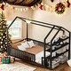 preview thumbnail 2 of 10, House-Shaped Full Size Metal House Bed with Fence-shaped Guardrail and Detachable Storage Shelves For Home