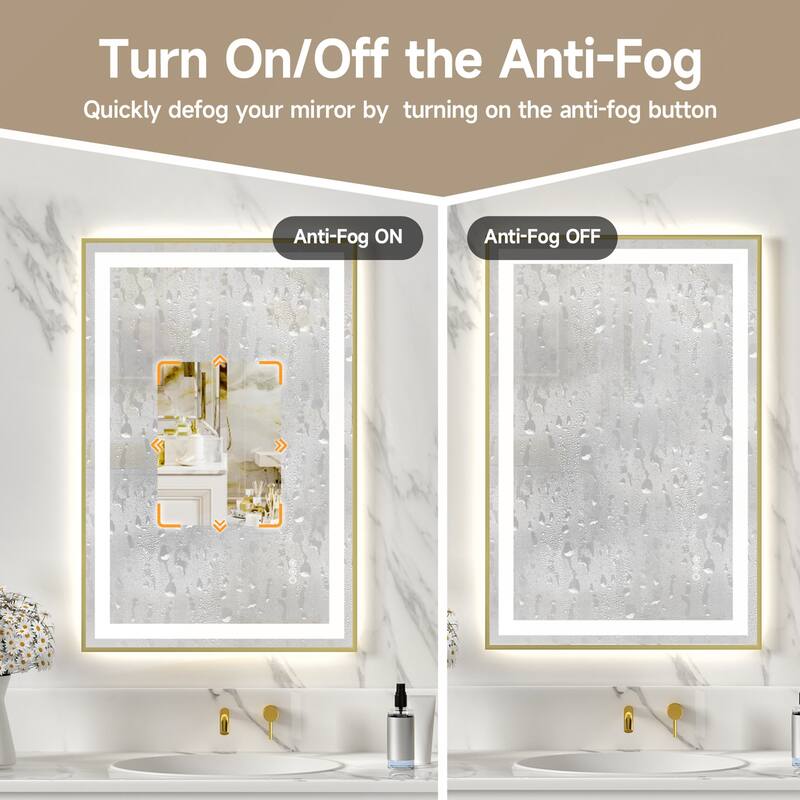 Gold Tempered Mirror Dual LED Light