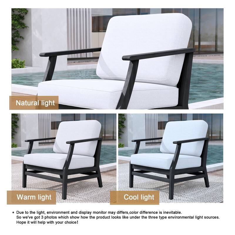 2 Set Patio Teak Wood Outdoor Chair with Cushions