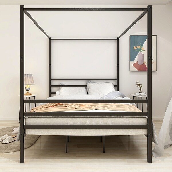 Modern and Minimalism Queen Noise Free Metal Canopy Bed Modern and Minimalism Queen Noise Free Metal Canopy Bed