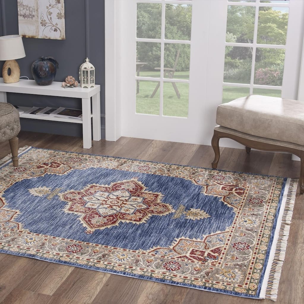 Luxe Weavers Modern Oriental Geometric Fringe Area Rug - 8' x 10'