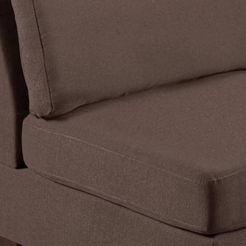 Remy 32 Inch Modular Armless Sofa Chair, Soft Brown Chenille, Solid Wood