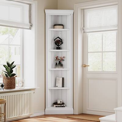 Open Corner Plant Display Stand,Storage Standing Shelf Unit,5 Tier Corner Bookcase,Tall Modern Corner Shelf for Small Space