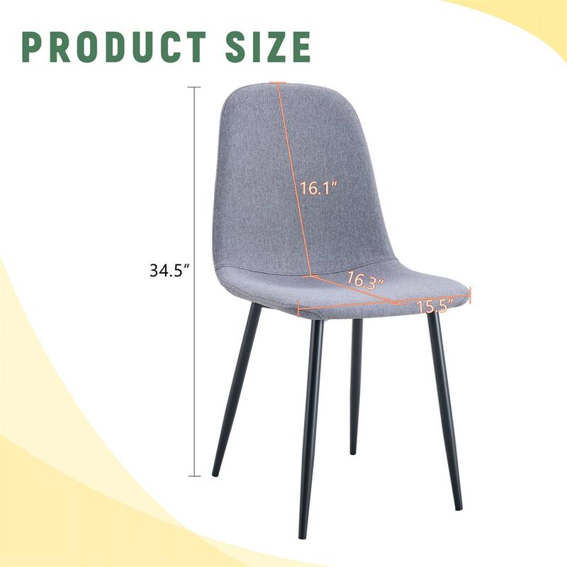 Dining Chairs,Suede Backrest and Metal Legs Combined Chairs,4 PCS - Grey+Black