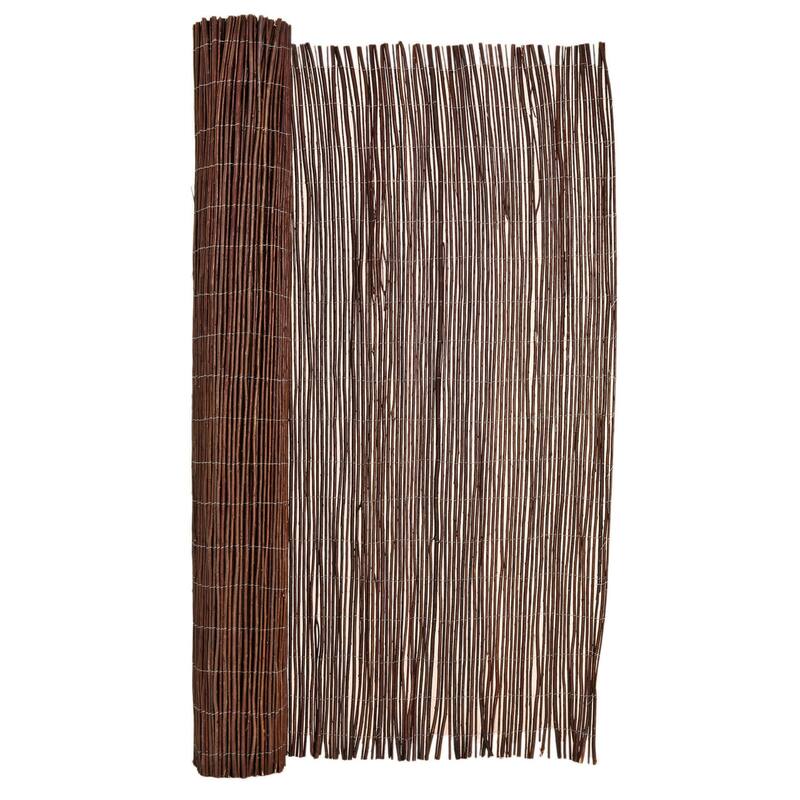 Natural Willow Rolled Panel Fence Decorative Fencing for Backyard - 72 in H x 96 in L - Brown