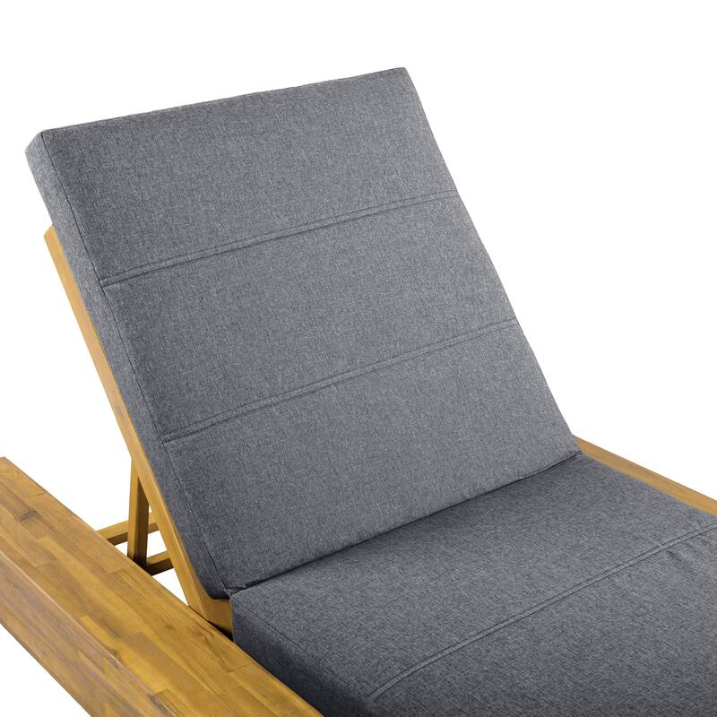 Christopher Knight Home - Amedea Outdoor Acacia Wood Chaise Lounge with Adjustable Backrest & Water-Resistant Cushion
