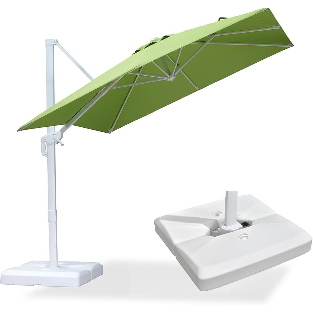 PURPLE LEAF White Square Cantilever Patio Umbrella With Base