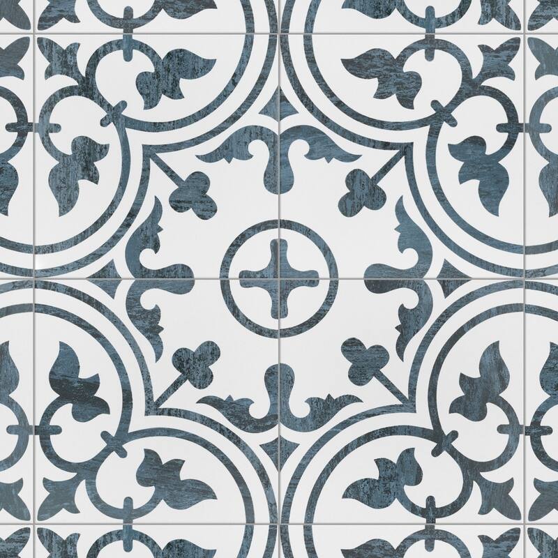 Merola Tile Cassis Arte Black 9-3/4" x 9-3/4" Porcelain Floor and Wall Tile